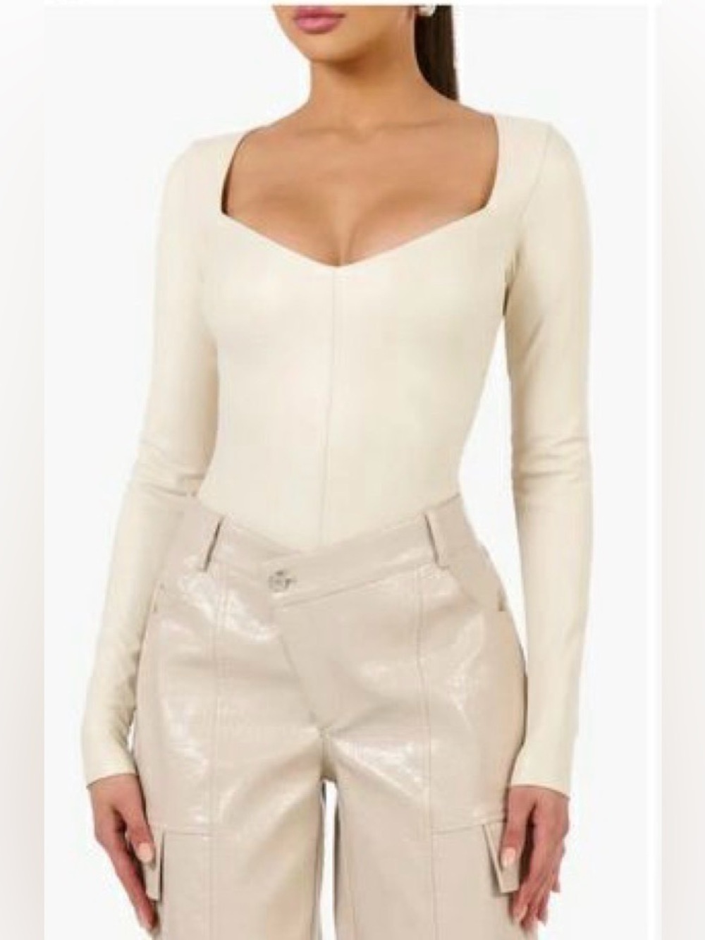 Naked Wardrobe Faux Leather Bodysuit